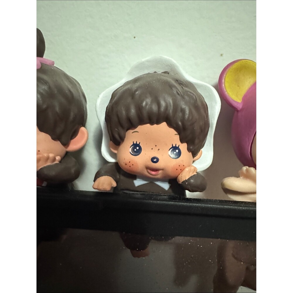 Monchhichi hipper sticky Cute Brown-Haired Kids Doll Figurine bonnet blue